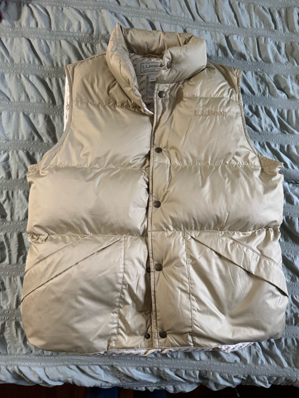 L.L. Bean Neutral Cream DownTek Puffy Down Vest